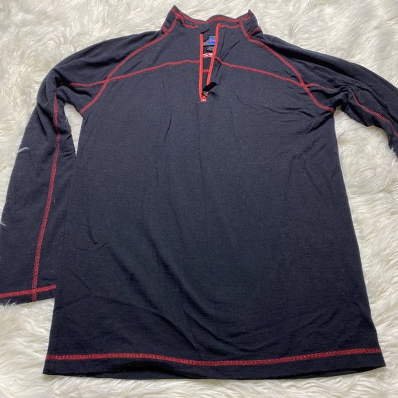 Rail Riders Men's 100% Wool 1/4 Zip Long Sleeve Pullover Black Red Size M - Picture 1 of 8